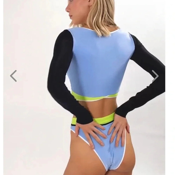 NWT OneOne Swimwear Bikini Set Hawaii Karen Paulina Long Sleeve High Waist NEW - Picture 11 of 12